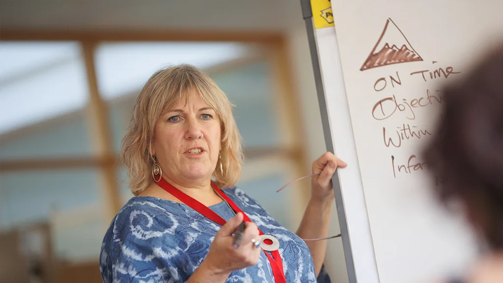 Woman leading a training session