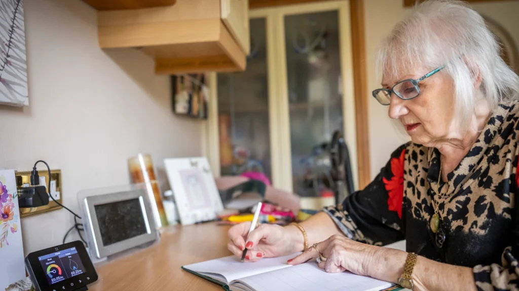 A woman writing