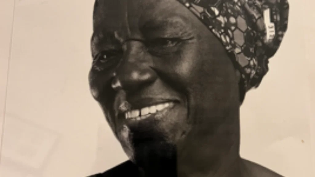 A sepia image of a woman smiling