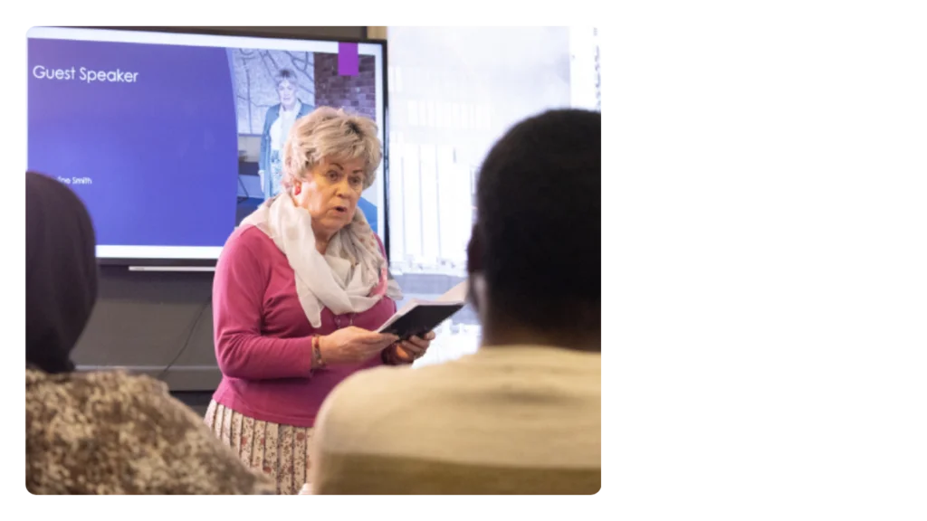 A woman delivering a presentation